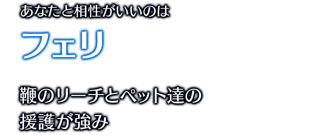あなたと相性がいいのはフェリ 鞭のリーチとペット達の援護が強み